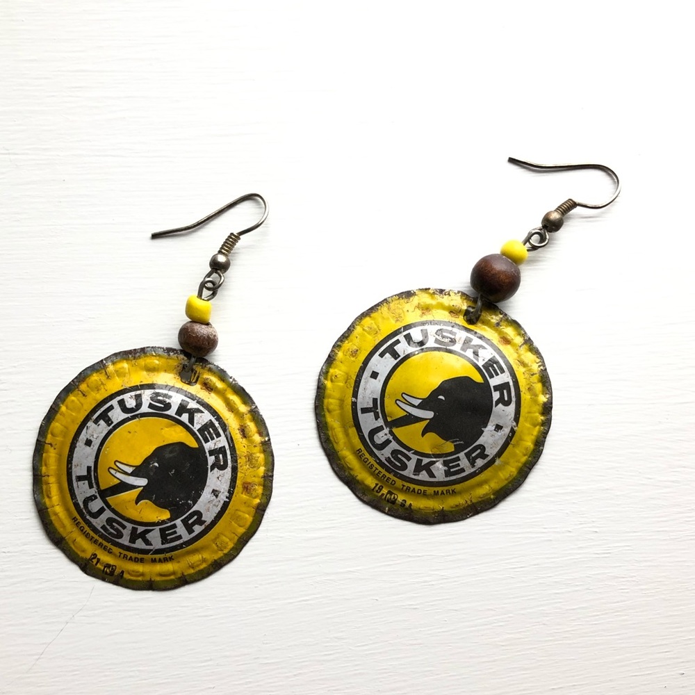 Unique bottle cap earrings